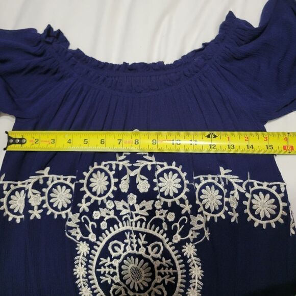 Blue embroidered dress  sz Small - Picture 9 of 9